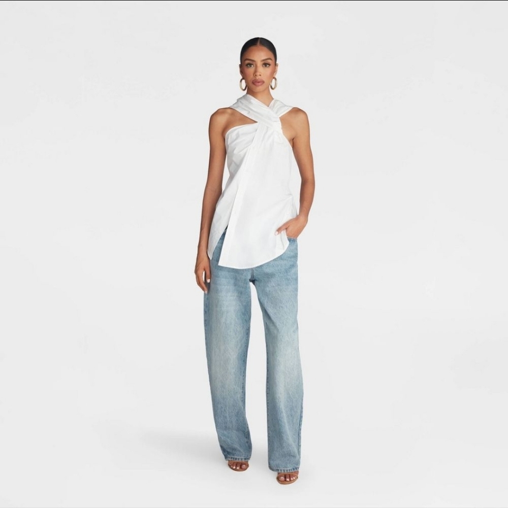Twist Halter White Women's Top - Picture 3 of 9